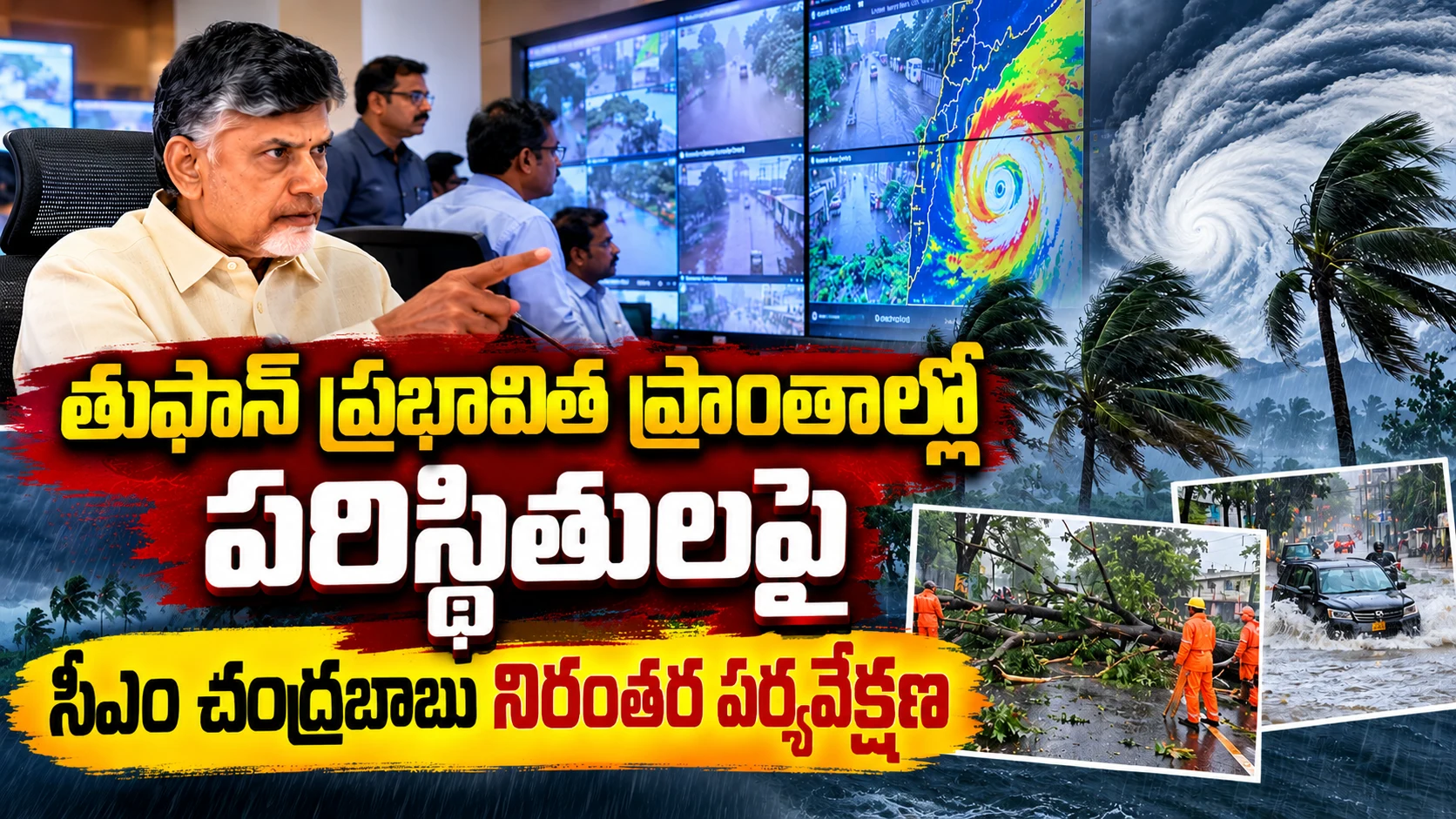 ఆర్టీజీఎస్ కేంద్రం నుంచి పరిస్థితుల సమీక్ష.. రహదారులపై పడిన చెట్లను వెంటనే తొలగించాలని ఆదేశం