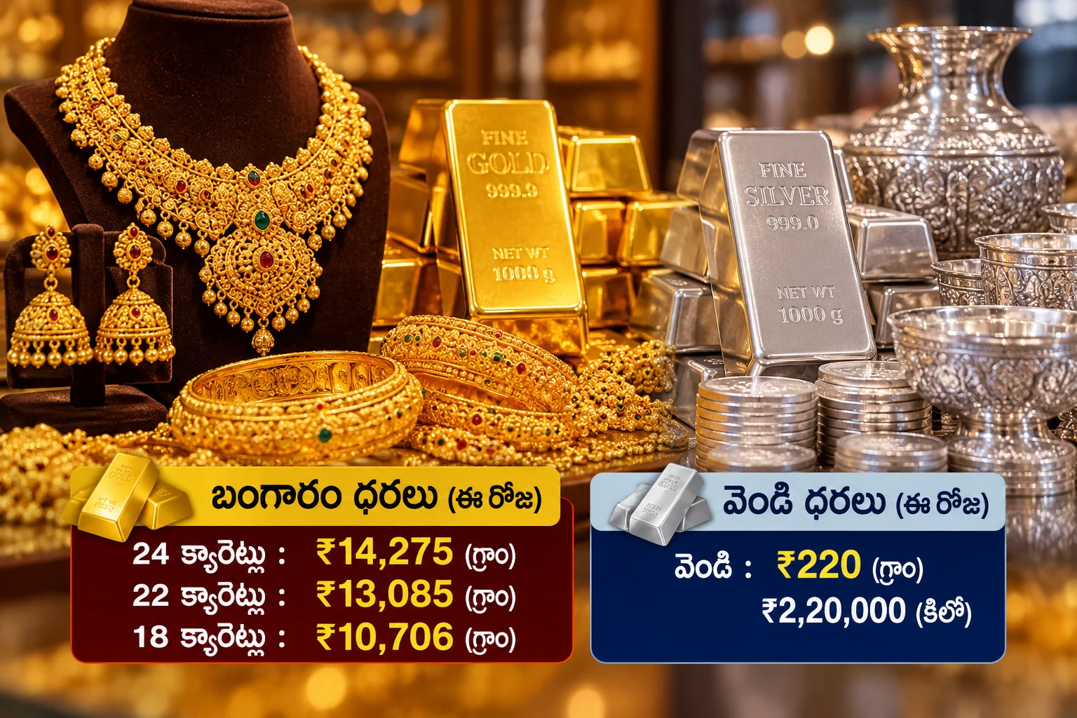 ఈరోజు బంగారం, వెండి ధరలు.. కొనుగోలుదారులకు ముఖ్యమైన అప్‌డేట్‌!